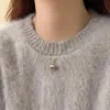 Collar de Acero de Titanio Ladrillo de Oro para Mujer Lujo Ligero Alto Sentido del Diseño Cadena Dorada de Clavícula Nicho Cadena de Lana de Moda 2025 Nuevo
