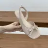 Primeiro Encontro Temporada Sandálias Romanas Elegantes Francesas Quadradas Confortáveis com Laço Sandálias Abertas Aumentadoras de Altura Absolutamente Lindas Sandálias Estilo Doce