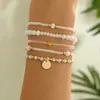 Lujo Accesible Transfronterizo Estilo Elegante Colgante de Disco Geométrico Cristal de Vidrio Ccb Resina Pulsera Elástica de Perlas Set de 5 Piezas