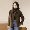 Ropa Exterior de Cachemir Doble Cara para Mujer Otoño e Invierno 2025 Nuevo Estilo Corto Versátil de Alta Gama Aspecto Adelgazante Ropa Exterior de Lana para Mujer