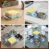 Caja de almacenamiento de notas acrílica personalizada, caja de almacenamiento magnética transparente para escritorio, caja de exhibición de escritorio para oficina y hogar