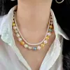 Nuevo Collar de Perlas de Imitación Tahitianas de Múltiples Colores de Alto Brillo, Estilo Francés Elegante, Cadena para Clavícula, Otoño e Invierno