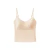 Nueva Camisola Versátil de Algodón y Lino Texturizado con Copas Integradas, Camisola, Espalda Hermosa, Para Mujer, Color Sólido, Ropa Interior de Verano, Chaleco Base