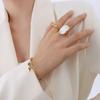Gargantilla Estilo Francés Acero Inoxidable Chapado en Oro de 18 Quilates Hecho a Mano Puro Forma Única Conchas Marinas Blancas Anillo para Dedo Anular Joyería A259