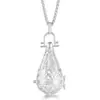 Pendente Vazado Flor Gota Mexicana Aromaterapia Corrente de Aço Titânio Diamante Difusor de Óleo Essencial Colar para Mulheres