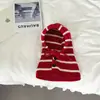 Chapéu balaclava infantil estiloso de listras pretas e brancas, conjunto de chapéu de tricô quente de inverno e cachecol para meninos e meninas