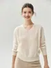 Suéter de Punto para Mujer con Cuello en V Simple 75% Cachemir + 25% Seda de Morera Holgado Estilo Perezoso para el Trabajo Suave Pegajoso Capa Base Superior