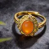 Nuevo Anillo de Cera de Abeja para Mujer, Pulsera de Piedra Semipreciosa Ámbar Amarillo Natural, Diseño de Nicho, Estilos Diversos, Único en su Tipo 6005