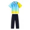 Conjunto de Uniforme Escolar de Verano para Estudiantes de Primaria, Uniforme de Graduación de Manga Corta Degradado, Uniforme de Jardín de Infancia, Atuendo Deportivo para Actuaciones Infantiles