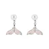Elegante temperamento dulce temperamento alto sentido cristal rosa mariposa amor pendientes moda lujo perla borla pendientes