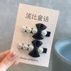 Bobbi cuento de hadas estilo coreano tres dimensiones Lazo de perlas pasador para el pelo de niños Par de pinzas para el pelo de niñas lindo clip para flequillo de pelo roto