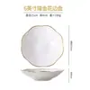 Plato Redondo de Porcelana de Hueso con Borde Dorado, Plato Creativo y Hermoso, Plato para Ensalada de Frutas, Vajilla de Cerámica de Tangshan Regalo