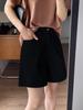 Shorts Jeans Feminino Plus Size de Cintura Alta, Verão Fino, Caimento Solto, Tamanho Grande, Emagrecedor Branco Reto de Perna Larga
