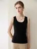 Camisola de punto 100% cachemir puro, suave y delicada para mujer, suéter interior sin mangas con diseño de canalé, corte ajustado y camiseta base adelgazante