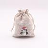 Bolsa de algodón con cordón para Navidad, venta al por mayor, para dulces, bocadillos, manzanas, regalo de Navidad