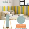 Pegatinas de pared suaves autoadhesivas con patrón de lino, paneles de pared anticolisión, protección y decoración de paredes para habitaciones infantiles y guarderías