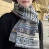 Novo Cachecol Quente Espesso Versátil Casual de Alta Qualidade Estilo Fair Isle de Inverno Cachecol de Tricô Jacquard Retrô para Mulheres