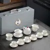 Porcelana branca gorda de carneiro Dehua conjunto de chá kung fu atacado empresa imprimível logotipo conjunto de presente de inauguração caixa de presente