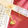 Nuevo estilo chino método antiguo arena oro estilo palacio esmalte color gota de aceite hueco Ruyi cerradura collar pequeño joyería de larga duración que no se decolora
