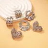 Pendientes de Corazón Exagerados de Moda para Mujer, Pendientes Geométricos Bohemios de Acero de Titanio Chapado en Oro y Plata, Modelo Más Vendido Transfronterizo