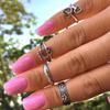 Conjunto de 6 peças de anel de folha de diamante com abertura para mão, estilo boêmio europeu e americano, novo comércio exterior da Amazon