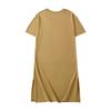 2026Treze CoresAlgodão Puro Cor Sólida Vestido de Verão com Fenda, Moda Solta Vestido Longo, Vestido Camiseta de Manga Curta