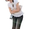 Diseño de Algodón Puro Estilo Ballet Encaje Manga Corta Camiseta para Mujer en Verano Look Adelgazante Capa Interior Camiseta Base Top