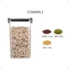 Tarro de plástico sellado para almacenamiento de cocina multigrano, transparente, cuadrado, para refrigerios, sin fugas de agua, de gran capacidad y aspecto atractivo.