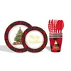Suprimentos de Decoração de Festa de Natal e Ano Novo Mais Vendidos na Amazon Transfronteiriça Conjunto de Louça Descartável