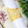 Argolas de guardanapo douradas bonitas transfronteiriças com design de flor borboleta tridimensional, porta-guardanapos para hotéis e casamentos, em estoque da fábrica