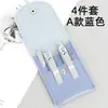 Bolsa plegable para cortaúñas traje de 4 piezas herramienta portátil para uñas y pedicura cortaúñas cuchillo oblicuo para manicura regalo