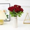 Rosa de Pérola Única Simulada Flor Artificial Atacado Buquê de Noiva para Casamento Decoração de Casa Rosa de Veludo
