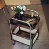 Carrinho Pequeno Usado, Mesa Lateral Móvel, Rack de Armazenamento de Lanches com Rodas, Rack de Armazenamento de Rattan Vintage, Madeira Maciça