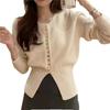 Suéter de Diseño Nuevo de Otoño e Invierno Camiseta Básica para Mujer, a la Moda y Elegante Entallado a la Cintura, Top de Punto Único y Chic