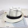 Sombrero de Jazz de Paja Transpirable con Visera para Hombre de Primavera y Verano con Cuadros Grandes Sombrero Fresco Protector Solar Sombrero para Pareja