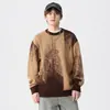 Suéter de cuello redondo de jacquard nuevo y cálido de invierno para hombre, suéter holgado de talla grande estilo japonés retro que combina con todo, moderno