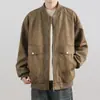 Chaqueta de Ante Otoño e Invierno 2025 Estilo Nuevo Estilo Retro Americano Cuello de Béisbol Floral Chaqueta de Corte Holgado de Alta Gama