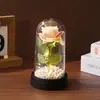 Nova Tampa de Vidro Única Flor Imortal Presente de Feriado Ornamentos de Mesa Luminosos Decoração de Cena Flores Artificiais
