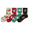 Nuevos Calcetines Navideños Serie Muñeco de Nieve Ciervo Calcetines de Algodón para Mujer Otoño e Invierno Caricatura Linda Calcetines Japoneses Apilables