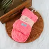 Calcetines de terciopelo de coral de color liso para Otoño e Invierno con lazo bordado, calcetines de medio terciopelo, calcetines gruesos cálidos para el hogar, calcetines para dormir en el suelo