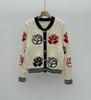 Nuevo cárdigan de punto trenzado con cuello redondo y bloques de color, chaqueta suéter de punto de manga larga con jacquard de rosa, estilo grueso para mujer, para Otoño e Invierno