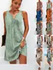 2026 Ropa Europea y Americana para Mujer Amazon Posicionamiento Floral Botón Estilo Casual Falda de Línea A Chaleco sin Mangas Vestido de Cuello V
