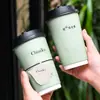 Vaso de Papel Desechable para Té de Leche 500ml con Tapa Doble Laminado Caliente y Frío Universal Espesado Doble Capa Vasos de Papel Taza de Café Comercial