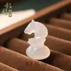 Collar de Calcedonia Blanca Natural de Alta Calidad con Colgante 3D de Ciervo, Gato y Mariposa de Ágata, Mismo Estilo que en Xiaohongshu, Colgante de Jade