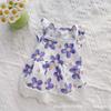 Vestido de princesa com renda floral e manga voadora, primavera e verão, vestido para cães e gatos, vestido de pelúcia, urso Beaumi