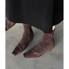 Botas Cortas Estilo Coreano de Gamuza con Aumento Interno y Pierna Elástica para Adelgazar 2025 Otoño e Invierno Tacón Medio Tacón de Cuña Punta Cuadrada Pequeña para Mujer
