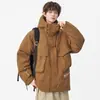 Chaqueta de plumón con capucha para trabajo para hombre, Invierno Nuevo, Versátil, Casual, Cálida, Holgada, Estilo Japonés Retro, Chaqueta para Pareja