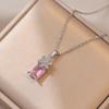 Colar para Mulheres, Flor de Zircônia Rosa da Moda Nicho Moda Novo Design Pingente Conjunto de Temperamento Colar de Aço Titânio