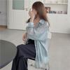 Camisa de manga larga japonesa y coreana con protección solar perlada, estilo real de primavera 2025, con perspectiva fina de gasa de hada.