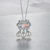 Colar de pedra da lua de bloqueio de longa vida de prata de estilo coreano transfronteiriço S925 Moda feminina All-match Pearl Pendant DIY Acessórios de suporte vazios